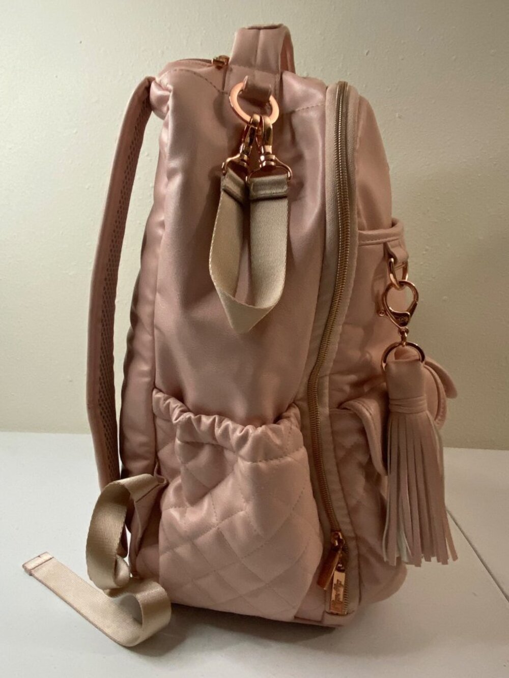 Itzy Ritzy Diaper Bag Backpack Pink Quilted Baby Bag Set - Picture 6 of 16